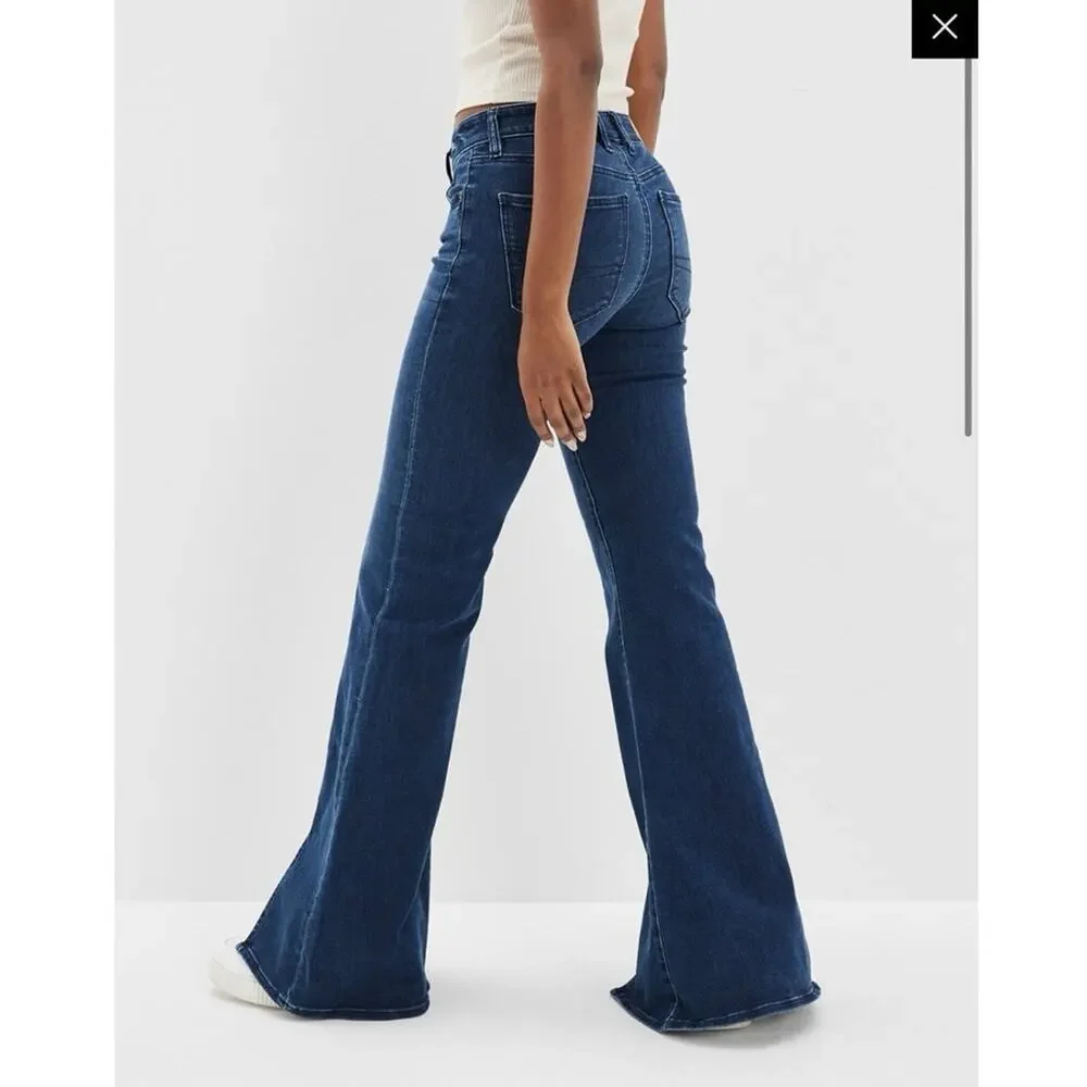 American Eagle Ne(x)t Level Stretch Festival Flare Jean 18 Regular Women’s Blue - Picture 7 of 7